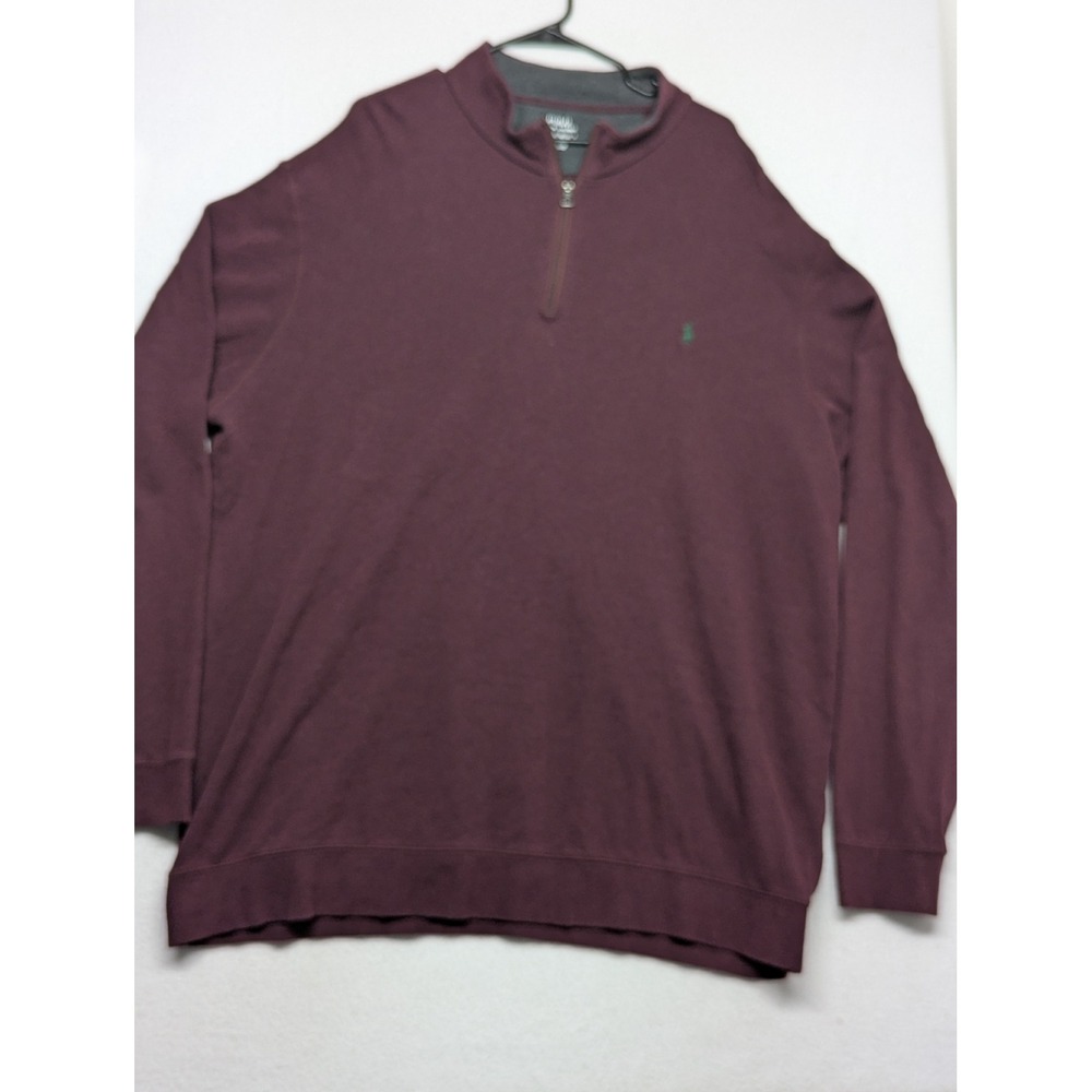 Polo Ralph Lauren Mens 3LT Quarter Zip Pullover Burgundy Heather Pony Logo